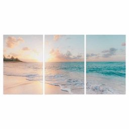 Quadro Mar Praia Areia Ao Entardecer Paisagem para Sala Quarto em Tecido Canvas - 2