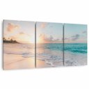 Ver imagem 1 de Quadro Mar Praia Areia Ao Entardecer Paisagem para Sala Quarto em Tecido Canvas