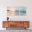 Ver imagem 3 de Quadro Mar Praia Areia Ao Entardecer Paisagem para Sala Quarto em Tecido Canvas