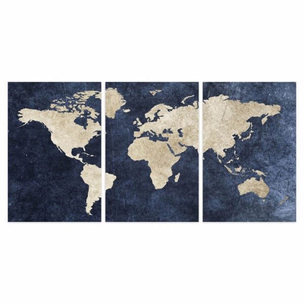 Quadro Mosaico Mapa Mundi Decorativo para Escritórios Quarto 60x120 Canvas - 3