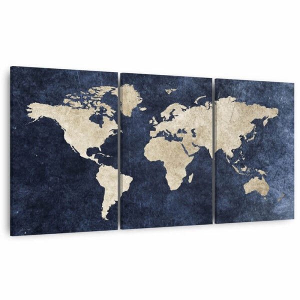 Quadro Mosaico Mapa Mundi Decorativo para Escritórios Quarto 60x120 Canvas - 2