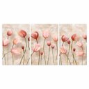 Ver imagem 2 de Conjunto Quadro Decorativo Flores Tulipas Artístico Design Mármore para Sala Quarto em Canvas Framez