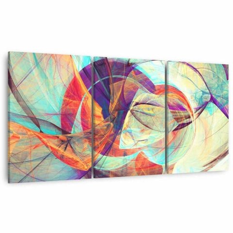Conjunto Quadro Abstrato Moderno Decorativo Futurista para Sala Recepção Escritórios Framez