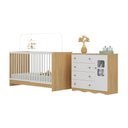 Ver imagem 1 de Berço 3 em 1 para Colchão 130x60cm com Cômoda 1 Porta 4 Gavetas Serena Multimóveis Mp4741