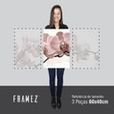 Ver imagem 5 de Quadro Decorativo Flores Orquídeas Bege para Sala Recepção Conjunto 3 Telas 60x120