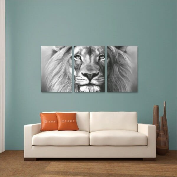 Quadro Leão Moderno Esbelto decorativo Para Sala Recepção Escritórios em Canvas 60x120 - 3