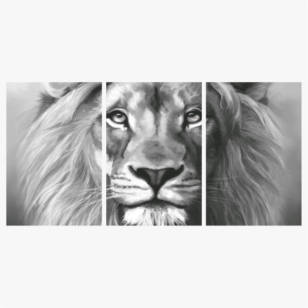 Quadro Leão Moderno Esbelto decorativo Para Sala Recepção Escritórios em Canvas 60x120 - 1
