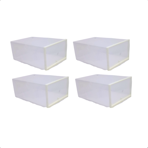 Kit 4 Caixa Organizadora Sapato Tenis Sapateira Empilhavel M