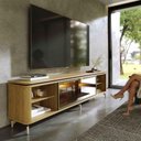 Ver imagem 1 de Rack para TV até 85” 1 Porta com Vidro Reflecta e LED Interno Lincoln Float 212cm Carvalho/Champanhe