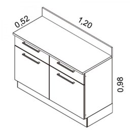 Balcão de Cozinha com Tampo MDP 2 Portas 2 Gavetas Exclusive Itatiaia - 3 Balcão de Cozinha com Tampo MDP 2 Portas 2 Gavetas Exclusive Itatiaia - 3