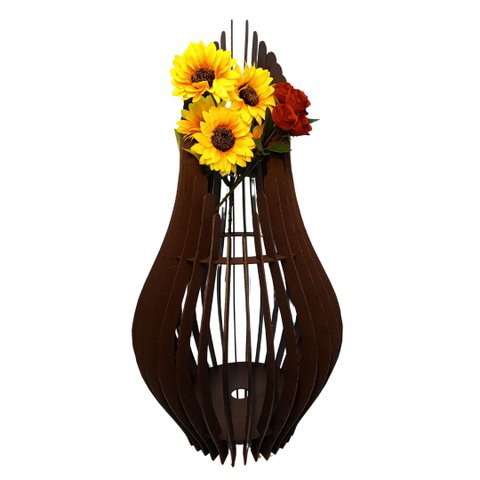 Vaso de Chão Decorativo Grande Andromeda Mdf:preto/85x30cm