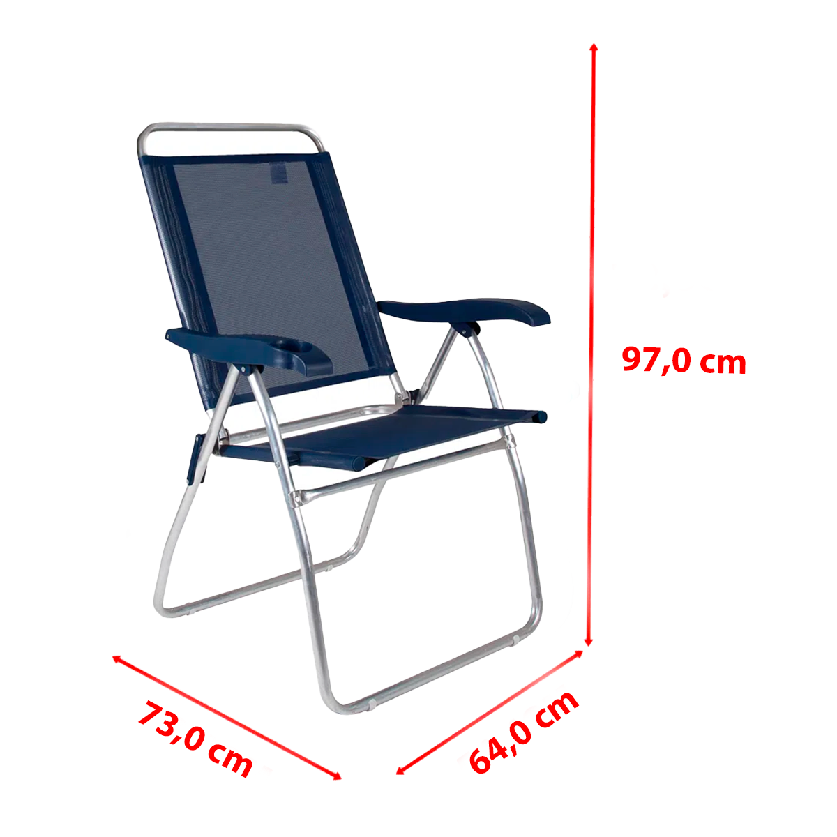 Cadeira De Praia Reclinável Mor Azul Marinho C/ Porta Copo - 6