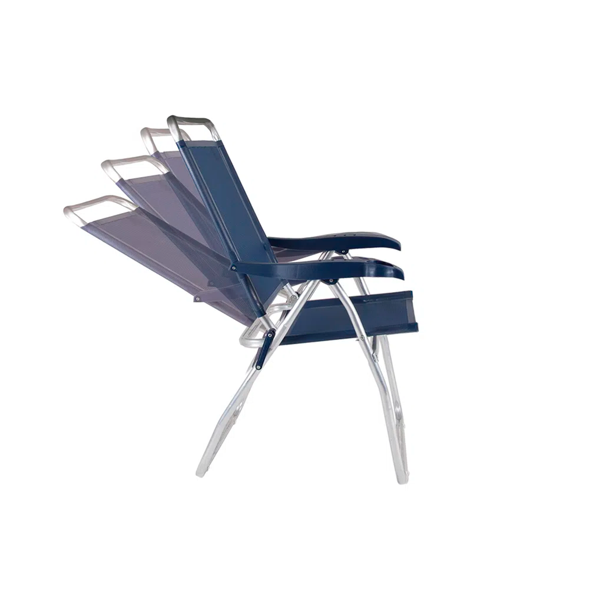 Cadeira De Praia Reclinável Mor Azul Marinho C/ Porta Copo - 4