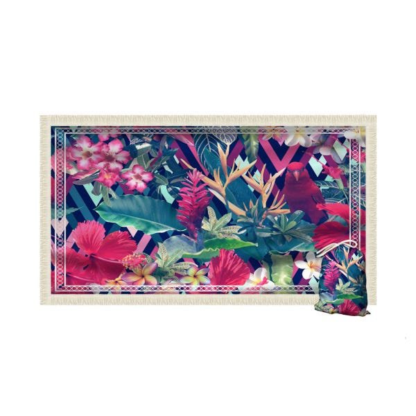 Toalha Canga saida de praia Retangular modelo Floral - 1