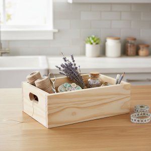 Caixa Organizadora Multiuso Empilhável Madeira Pinus 30x20 Organizador Cesta Caixote