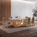 Ver imagem 1 de Conjunto de Jantar Mesa Maceió Tampo Mdf e Vidro com 6 Cadeiras Atena Yescasa