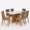 Ver imagem 2 de Conjunto Sala de Jantar Mesa Lana 160cm Tampo MDF Canto Reto 6 Cadeiras Evelin