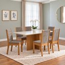 Ver imagem 1 de Conjunto Sala de Jantar Mesa Lana 160cm Tampo MDF Canto Reto 6 Cadeiras Evelin
