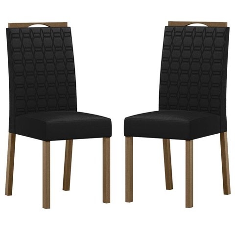 Cadeira para Mesa de Jantar Mariana Kit 2 Peças Amendoa Veludo Preto – New Ceval