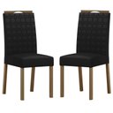 Ver imagem 1 de Cadeira para Mesa de Jantar Mariana Kit 2 Peças Amendoa Veludo Preto – New Ceval