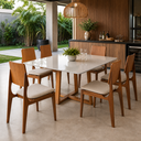 Ver imagem 1 de Conj Mesa Retangular 120x80cm 6 Cadeiras Lugares Viidro Sala Jantar Varanda Espaço:Linho Bege