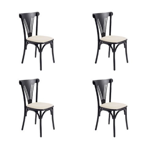 Kit 4 Cadeiras Paris Estrutura Aço Resistente Moderna para Mesa de Sala e Cozinha - Preta/Branca