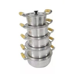 Jogo 5 Caçarola Alumínio Batido Polido Fundido Panela Minas - 1