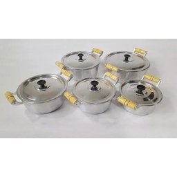 Jogo 5 Caçarola Alumínio Batido Polido Fundido Panela Minas - 6