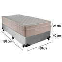 Ver imagem 4 de Cama Box Suede Solteiro + Colchão Sereneprime Molas Ensacadas 88x188x65 Cor:cinza