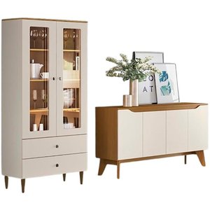 Cristaleira Liz e Buffet Quartzo para Sala Off White Nature Henn