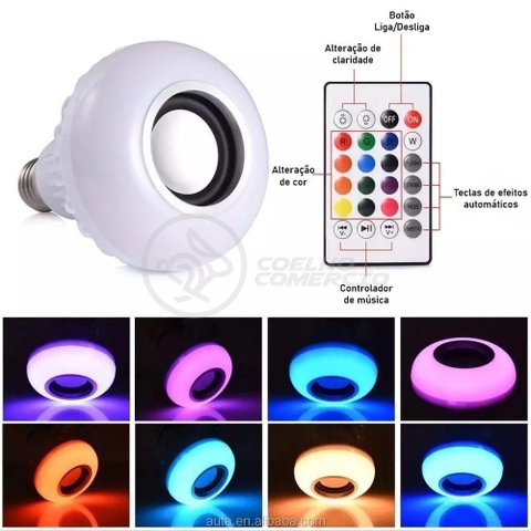 Lâmpada Led 12w E27 Rgb Colorida com Caixa de Som