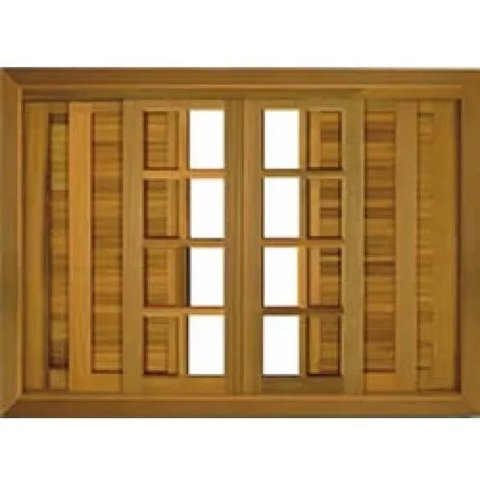 Janela de Madeira Itaúba Veneziana 100x120 de Correr com Guarnição