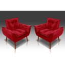 Ver imagem 1 de Kit C/ 2 Poltronas Opala Suede Vermelho- Rv Decora