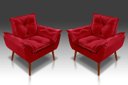 Ver imagem 1 de Kit C/ 2 Poltronas Opala Suede Vermelho- Rv Decora