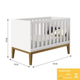 Berço Mini Cama Classic Branco Fosco com Pés Amadeirado - Reller Móveis - 4