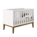 Ver imagem 1 de Berço Mini Cama Classic Branco Fosco com Pés Amadeirado - Reller Móveis