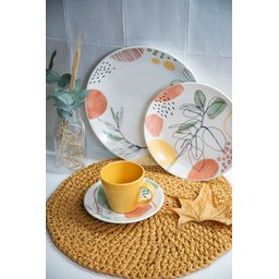 Xícara de Café com Pires de Cerâmica para Café Chá Botanical Corona Mesa Posta Avulsa - 6