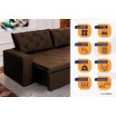 Ver imagem 4 de Sofá Cama Retrátil Reclinável 2,30m Bangkok Suede Velut Marrom Molas no Assento - King House