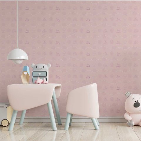 Papel de Parede Baby Textura Rosa Feminino Gh Papel de Parede 3,5m