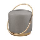 Ver imagem 6 de Puff Redondo Lunar em Linho e Base Metal Dourado Agarb Decor:linho Azul