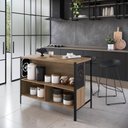 Ver imagem 1 de Mesa Bancada para Cozinha 127cm com Prateleira e 2 Nichos Cor:mel