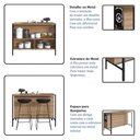 Ver imagem 7 de Mesa Bancada para Cozinha 127cm com Prateleira e 2 Nichos Cor:mel
