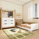 Ver imagem 1 de Quarto Infantil Completo Guarda-Roupa Closet e Cama Solteiro Montessoriana Olivia e Mark Branco/Louro Freijó Grann
