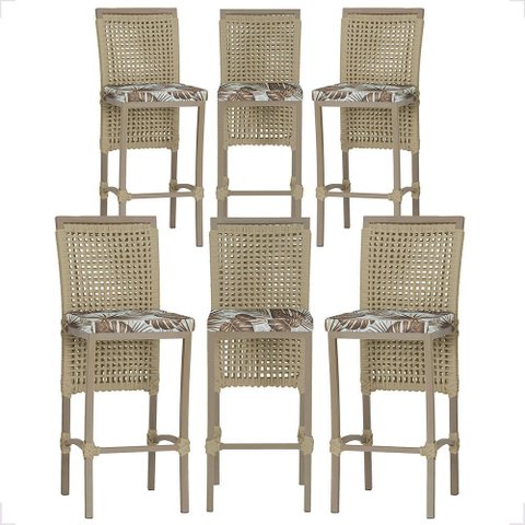 6 Banqueta em Alumínio Roma Fendi Corda Náutica Tecido 6