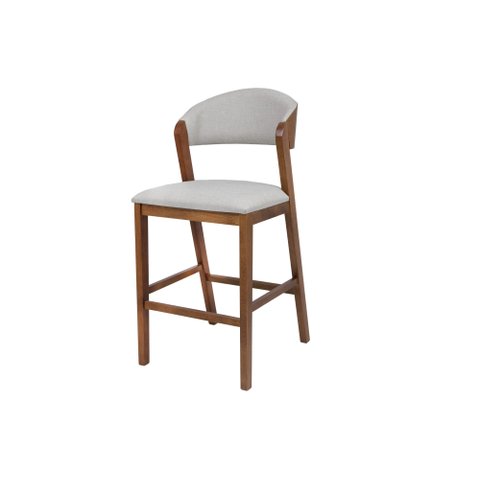 Banqueta Dafne Banco Alto Bar Bistro Luxo Gourmet Madeira Cor Canela:linho Prata