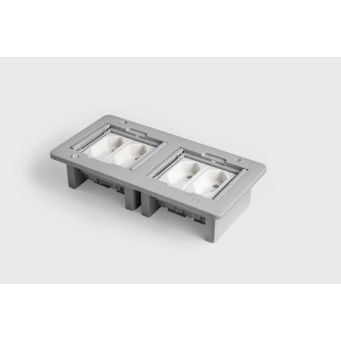 Caixa Retangular de embutir com 4 Tomadas Flex - Cinza