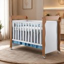 Ver imagem 1 de Berco 100% MDF Mireli Branco Fosco / Amadeirado Carolina Baby