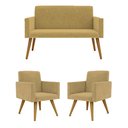 Ver imagem 1 de Kit Namoradeira + 2 Poltronas Decorativas Recepção Balaqui Cor:capuccino