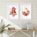 Ver imagem 1 de Kit 2 Quadros Decorativos Chá e Café Poá Vintage 24x18cm - com Vidro:madeira Branca
