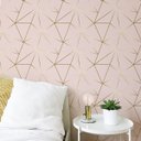 Ver imagem 2 de Papel de Parede Adesivo Zara Rosa com Detalhes Gold Rolo 5m
